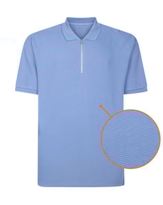 Bigdude Polohemd mit strukturierten Streifen, heller Denim