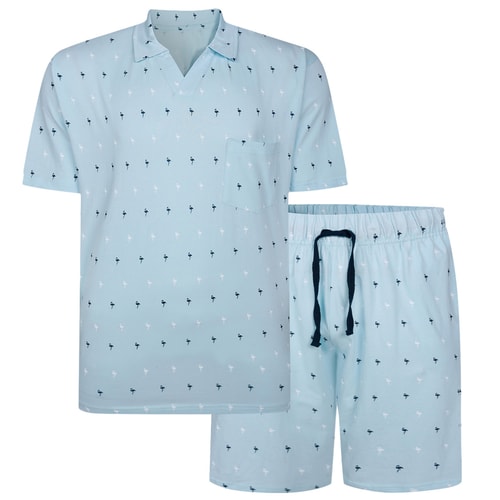 Bigdude AOP Baumwollpyjama-Set Babyblau
