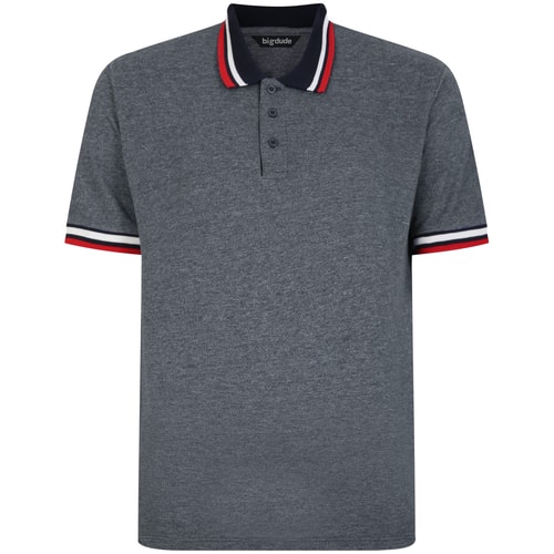 Bigdude zweifarbiges Kontrast-Poloshirt Marineblau