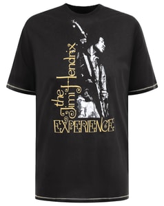 D555 Stokes Offizielles Jimmy Hendrix Experience T-Shirt mit Aufdruck, Schwarz