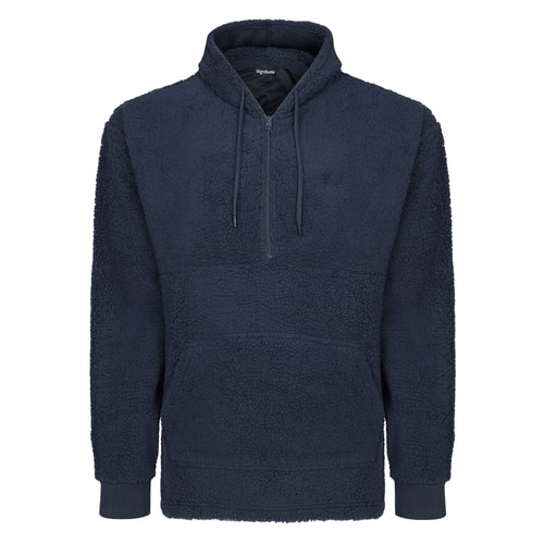 Bigdude Borg Fleece-Loungehoodie mit Viertelreißverschluss, Marineblau