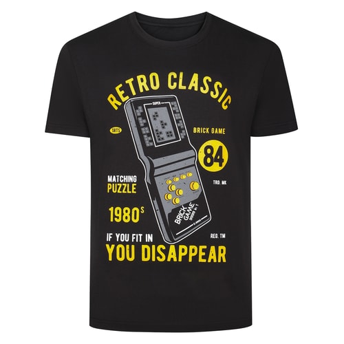 Bigdude Retro Classic Print T-Shirt Schwarz