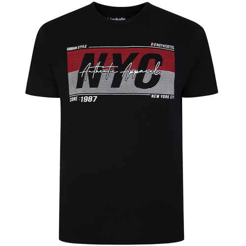 Bigdude New York Authentic Apparel T-Shirt mit Aufdruck Schwarz Tall