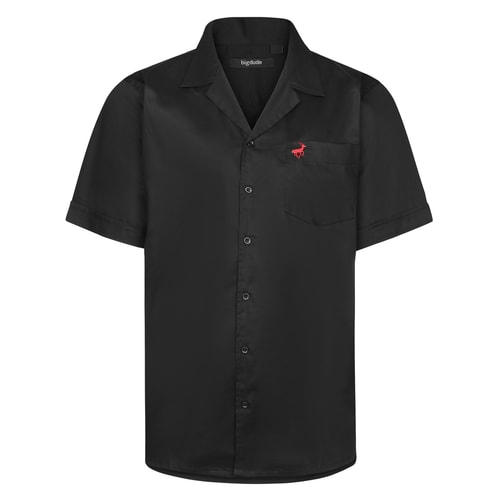 Bigdude Kurzarmhemd Schwarz Tall Fit 