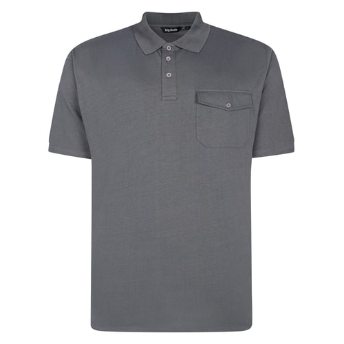 Bigdude – Schweres Jersey-Polo mit Tasche, Anthrazit