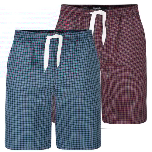 Bigdude Pyjamashorts Doppelpack Rot/Blau