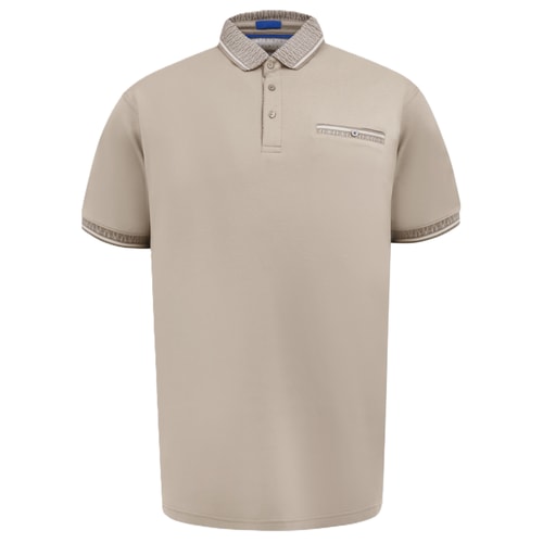 D555 Barrett 1 Jacquard Kragen & Manschette Polo Stone