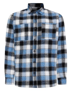 Bigdude Kariertes Flanell-Overshirt Blau/Schwarz