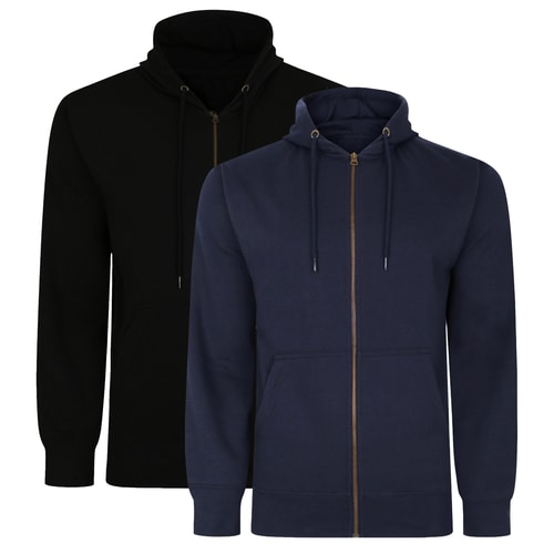 Bigdude Essentials Zip Hoody Doppelpack Schwarz/Marineblau Tall