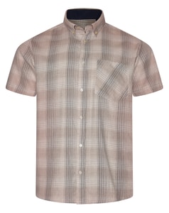 KAM Kurzarmhemd mit strukturiertem Karomuster, Farbe: Stone