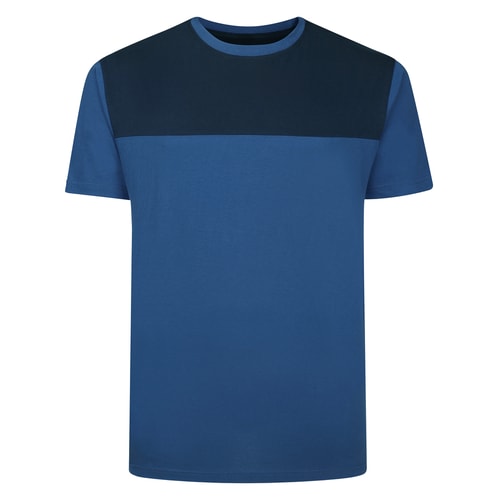 Bigdude Cut & Sew 2-Ton-T-Shirt Dunkelblau/Marineblau, Größe L