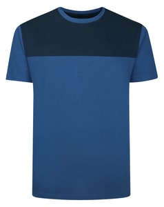 Bigdude Cut & Sew 2-Ton-T-Shirt Dunkelblau/Marineblau, Größe L