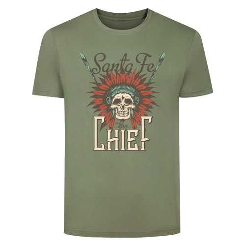 Bigdude Chief Print T-Shirt Salbeigrün