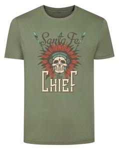 Bigdude Chief Print T-Shirt Salbeigrün