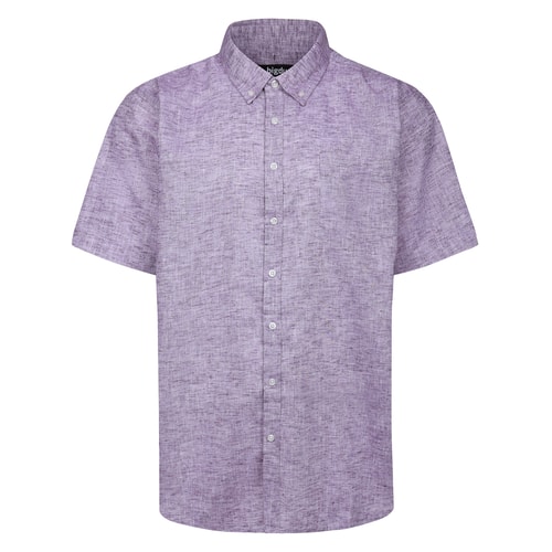 Bigdude Leichtes Leinenhemd mit Knopfleiste und Kragen, Lila