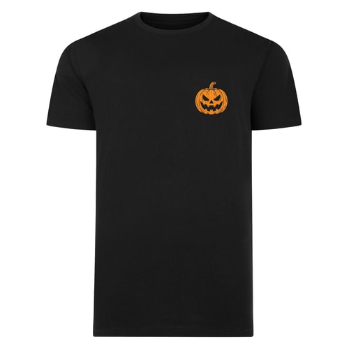 Bigdude Halloween-T-Shirt mit Kürbisprint, Schwarz