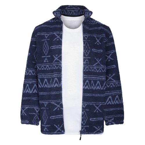 Bigdude Abstrakte Sherpa-Jacke Marineblau