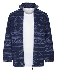 Bigdude Abstrakte Sherpa-Jacke Marineblau