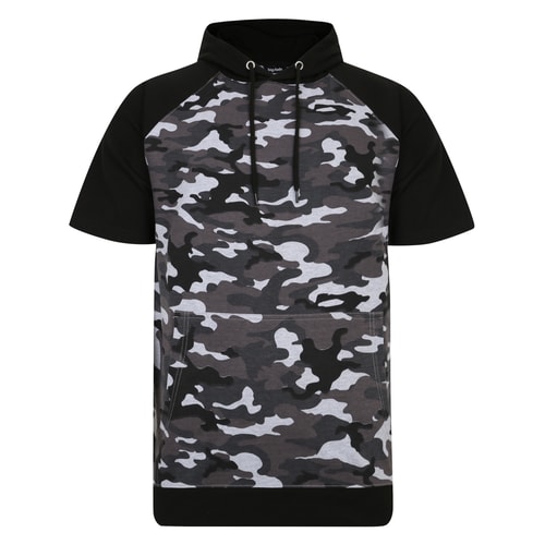 Bigdude Kurzarm Camo Hoody Schwarz