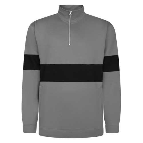 Bigdude Colour Block Half Zip Sweatshirt Schwarz/Grau Langgröße