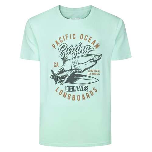 Bigdude Long Beach Surfing Print T-Shirt Jelly Mint