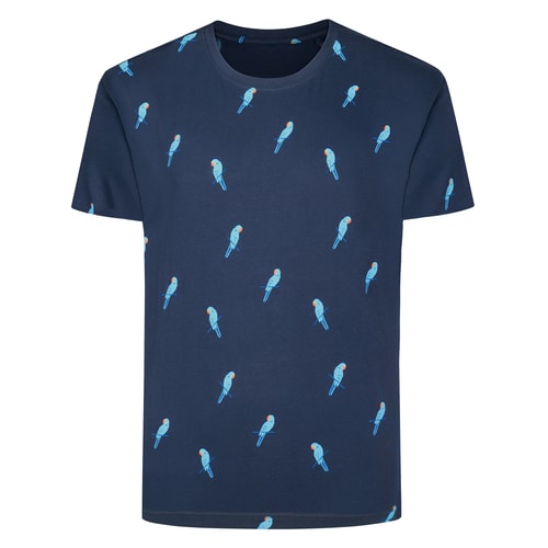 Bigdude Parrot AOP T-Shirt Marineblau