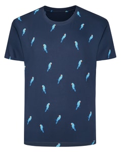Bigdude Parrot AOP T-Shirt Marineblau