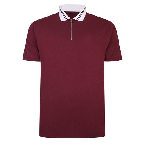Bigdude Jersey-Poloshirt mit Reißverschluss Burgund