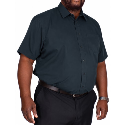 Bigdude Kurzarm Popeline-Hemd Dunkelblau Tall Fit 