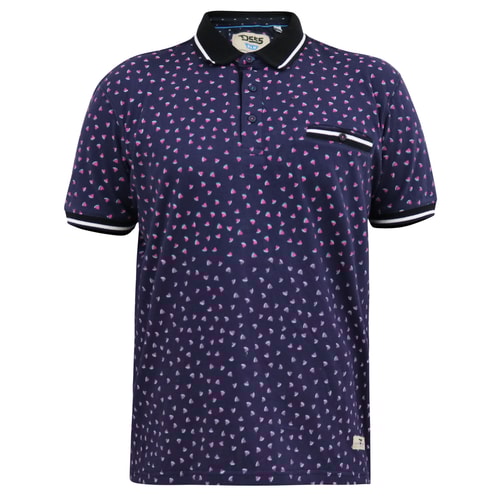 D555 Rover All Over Melonendruck-Poloshirt Dunkelblau