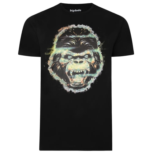 Bigdude Graphic Gorilla Print T-Shirt Schwarz