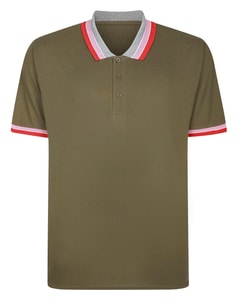 Bigdude Jacquard-Piqué-Poloshirt mit Kontrastmuster, Dunkeloliv