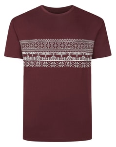 Bigdude Fair Isle Print T-Shirt Burgunderrot