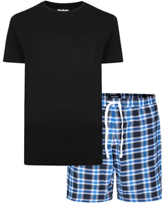 Bigdude Webpyjama-Set mit kurzen Ärmeln, Marineblau/Hellblau