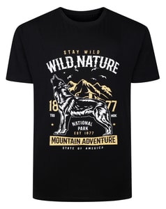 Bigdude Wild Nature Print T-Shirt Schwarz
