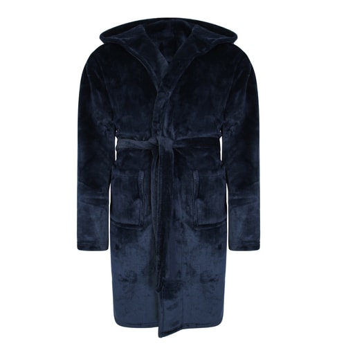 Bigdude Fleece Bademantel mit Kapuze Blau