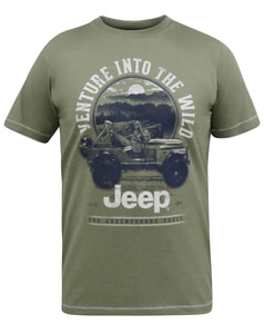 D555 Hibbert Offizielles T-Shirt mit Jeep-Aufdruck Khaki