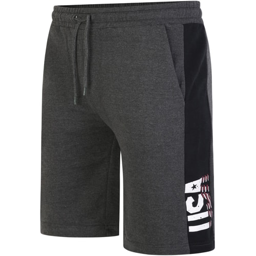 Bigdude USA Print Side Panel Jogger Shorts Anthrazit