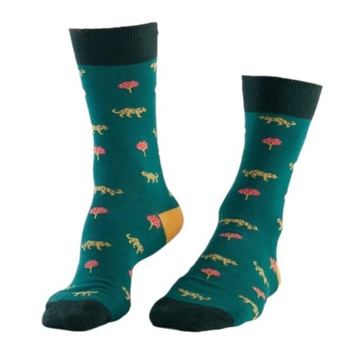 Doris & Dude Socken mit Gepardenmuster, Grün