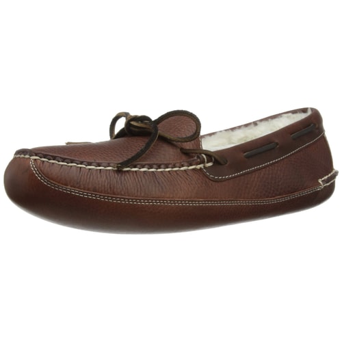 Chatham Crown Red Brown Moccasin Slipper
