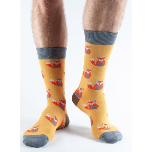 Doris & Dude Socken Fuchs Print Senfgelb 
