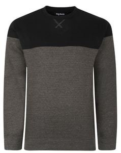 Bigdude Farbblockpullover Schwarz/Anthrazit
