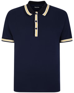 Bigdude Kontraststreifen-Poloshirt Marineblau