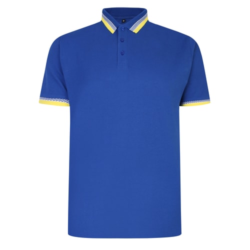 Bigdude Jacquard Contrast Pique Poloshirt Königsblau