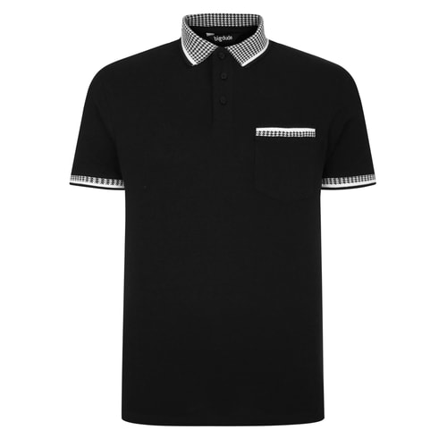 Bigdude Hounds Tooth Pique Polo Schwarz