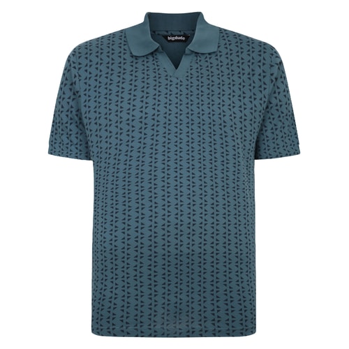 Bigdude – Poloshirt mit geometrischem Print in Petrol