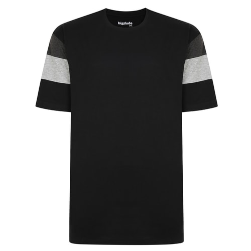 Bigdude Cut & Sew Kontrastärmel T-Shirt Schwarz Tall