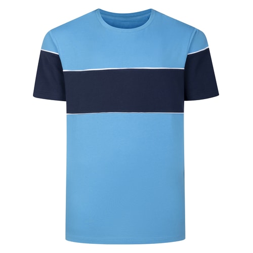Bigdude Colour Block T-Shirt Hellblau/Marineblau