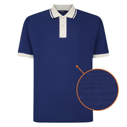 Bigdude Poloshirt mit strukturierter Oberfläche, Mitternachtsblau, Größe L