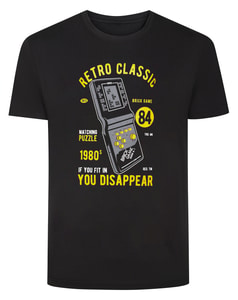 Bigdude Retro Classic Print T-Shirt Schwarz Größe L